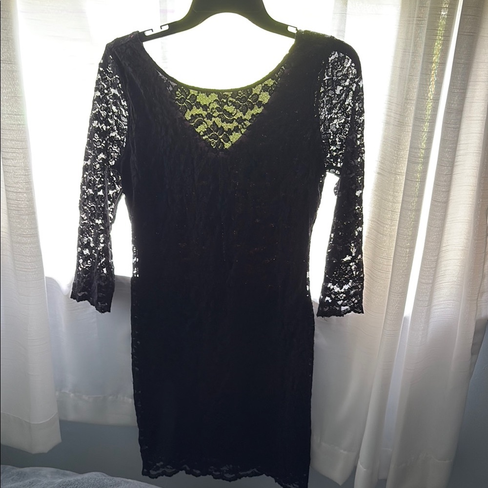 Forever 21 Black Sheath Dress with 3/4 Sleeves